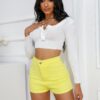 High Waist Stretch Plus Size Sexy Ripped Shorts - Image 7