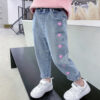 Girls' Casual Thin Love Stretch Jeans - Image 5