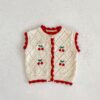 Autumn Cherry Embroidery Red-edged Knitted Coat - Image 7