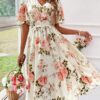 Women's Floral Print Cinching Waist Dress - Image 6