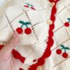 Autumn Cherry Embroidery Red-edged Knitted Coat - Image 6