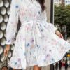 European And American New Floral Print Long Sleeve Dress - Image 5