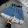 Women's High Waist Lace Stitching Shorts - Image 4