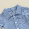 Summer Solid Color Denim Baby Onesie - Image 3
