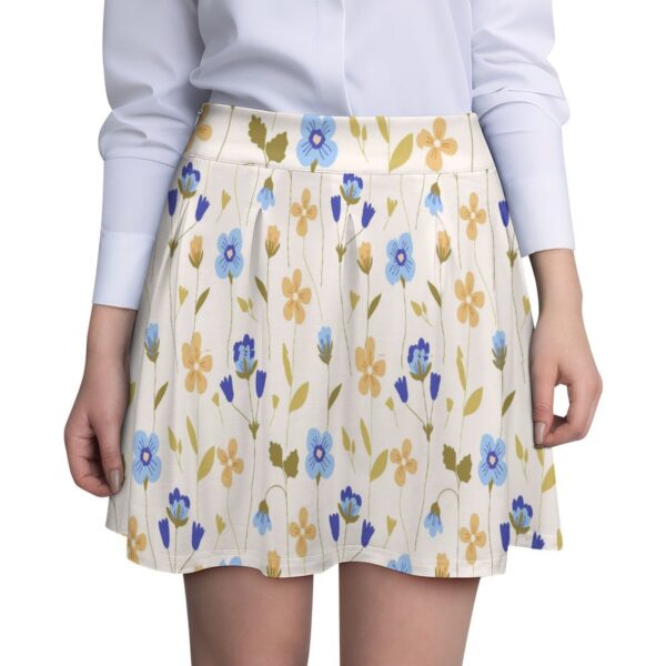 Beige Skater Skirt With Yellow Blue Flowers