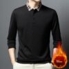 Autumn And Winter New Men's Fleece T-shirt Lapel Loose, Simple And All-matching - Image 10