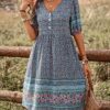 Printed Buttoned Casual Dress Vacation Beach Outfits Women - Image 5