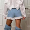 Women's High Waist Lace Stitching Shorts - Image 3