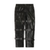 Punk Style Tie Design PU Leather Pants For Men - Image 3