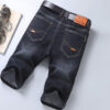Jeans Shorts Men Elastic Straight Denim Mid Waist Loose Shorts - Image 7