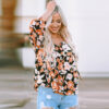 Women's Floral Print Lace Casual Style Pullover Shirt - Image 6
