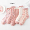 Cotton Socks Embossed  Three-dimensional Small Flower Socks - Image 5