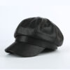 Korean Style Octagon Fashion Ladies Hat Leather Beret - Image 3