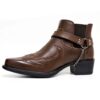 Fashion Personality Belt Buckle Thick Heel Pointed Men's Boots - Image 6