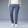 Men's Loose Elastic Jeans Straight Solid Color Casual Trousers - Image 5