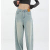 Blue Retro Straight Loose Jeans - Image 4