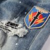 Medal Printed Badge Ripped Jeans Men - Image 4