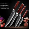 Red Resin Handle Damascus Laser Pattern Set Kitchen Knife - Image 6