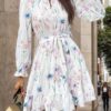 European And American New Floral Print Long Sleeve Dress - Image 3