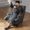 Pure Cotton Long Sleeved Autumn And Winter Thin Quilted Bathrobe Bathrobe - Image 5