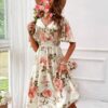Women's Floral Print Cinching Waist Dress - Image 4