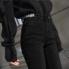 Black High-stretch High-waisted Trousers Jeans Women's Feet Pants Slim Slim Pencil Trousers - Image 4