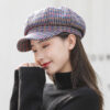 Navy Octagonal Cap Children's Woolen Houndstooth - Image 4