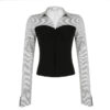 Lapel Breasted Cardigan Long Sleeve Shirt - Image 2