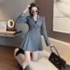 Double Breasted Suit Trendy Anti-aging Slimming Goddess Long Sleeve Pleated Dress - Image 3