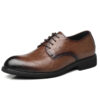 Hong Kong Style Retro Scratch Pattern Formal Business Leather Shoes - Image 5