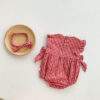 Embroidered Lace Cotton Triangle Rompers Baby Girl Thin With Hair Band - Image 5