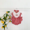 Embroidered Lace Cotton Triangle Rompers Baby Girl Thin With Hair Band - Image 3