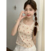 U Collar Lace Short-sleeved T-shirt Slim-fit Floral Top - Image 9