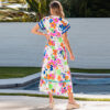 Casual Versatile Contrast Color Printed High Waist Dress - Image 3