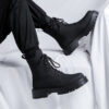 Black High-top Mid-calf Tooling Round Head Thick Bottom Martin Boots - Image 4