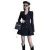 Double Breasted Suit Trendy Anti-aging Slimming Goddess Long Sleeve Pleated Dress - Image 2