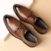 Hong Kong Style Retro Scratch Pattern Formal Business Leather Shoes - Image 4