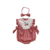 Embroidered Lace Cotton Triangle Rompers Baby Girl Thin With Hair Band - Image 2