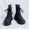 Black High-top Mid-calf Tooling Round Head Thick Bottom Martin Boots - Image 2