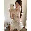 U Collar Lace Short-sleeved T-shirt Slim-fit Floral Top - Image 7