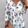 Casual Loose Spring Summer Women's Wear V-neck Printed Top For Women - Image 5