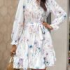 European And American New Floral Print Long Sleeve Dress - Image 2