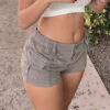 Vintage Distressed Low Rise Asymmetric Casual Shorts - Image 3