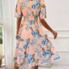 Women's Floral Print Cinching Waist Dress - Image 2