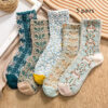 Cotton Socks Embossed  Three-dimensional Small Flower Socks - Image 4
