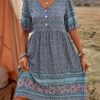 Printed Buttoned Casual Dress Vacation Beach Outfits Women - Image 4