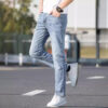 Summer Thin Jeans Men's Slim-fit Straight Trousers - Image 2