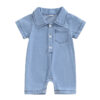 Summer Solid Color Denim Baby Onesie - Image 4
