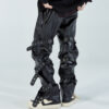 Punk Style Tie Design PU Leather Pants For Men - Image 4