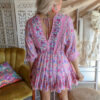 Floral V-neck 34 Sleeves Irregular Dress - Image 2